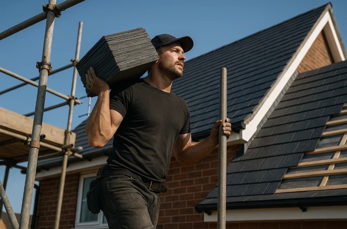 Roofer on a residential property